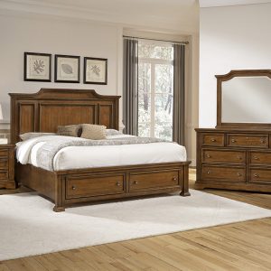VAUGHAN BASSETT KING MANSION BED WITH STORAGE FOOTBOARD